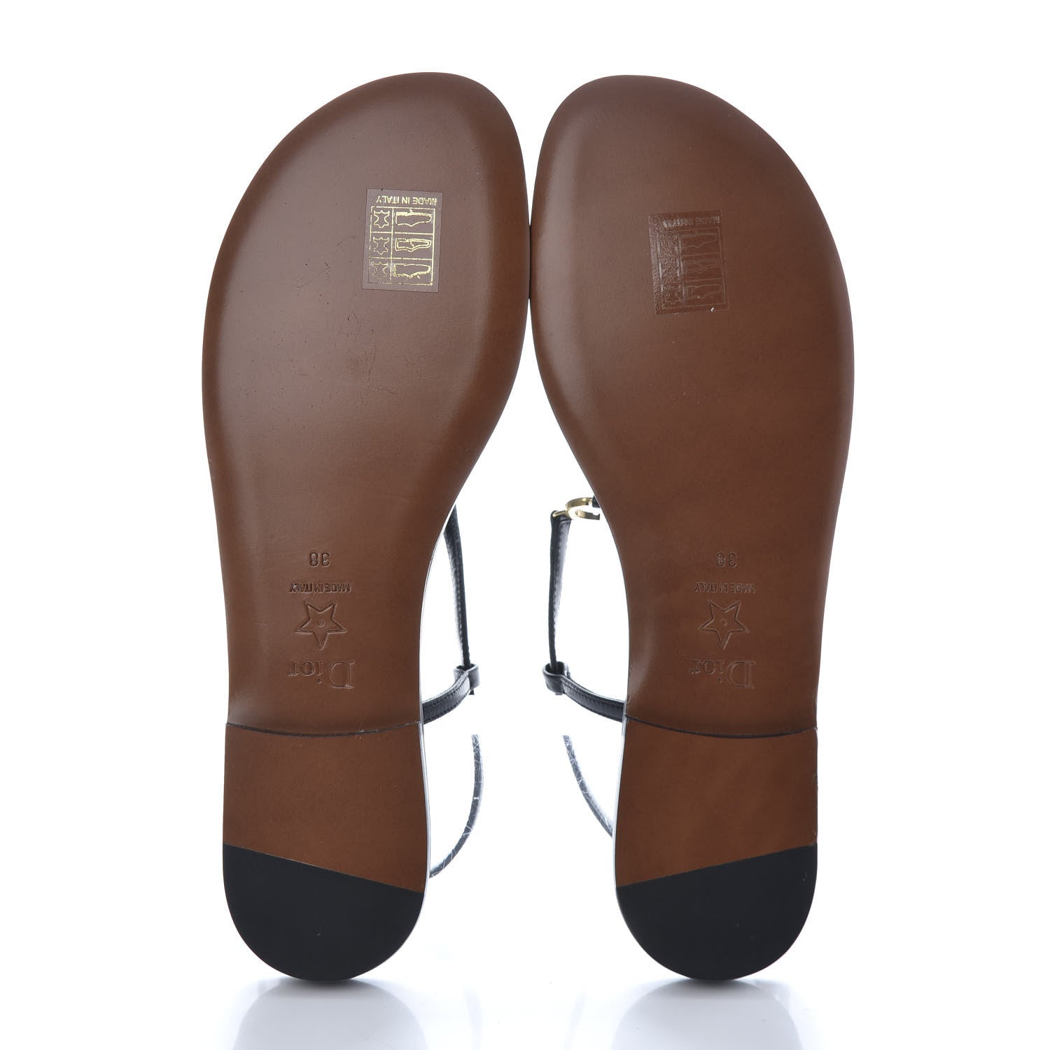 Christian Dior Lambskin Signature T-Strap Sandals 38 Black 5 of 9