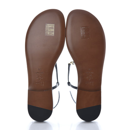 Christian Dior Lambskin Signature T-Strap Sandals 38 Black 5 of 9