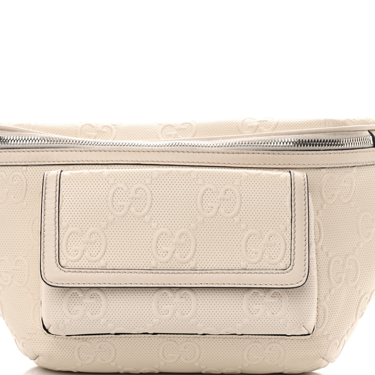 Gucci Calfskin GG Tennis Embossed Pocket Belt Bag Mystic White 8 of 19