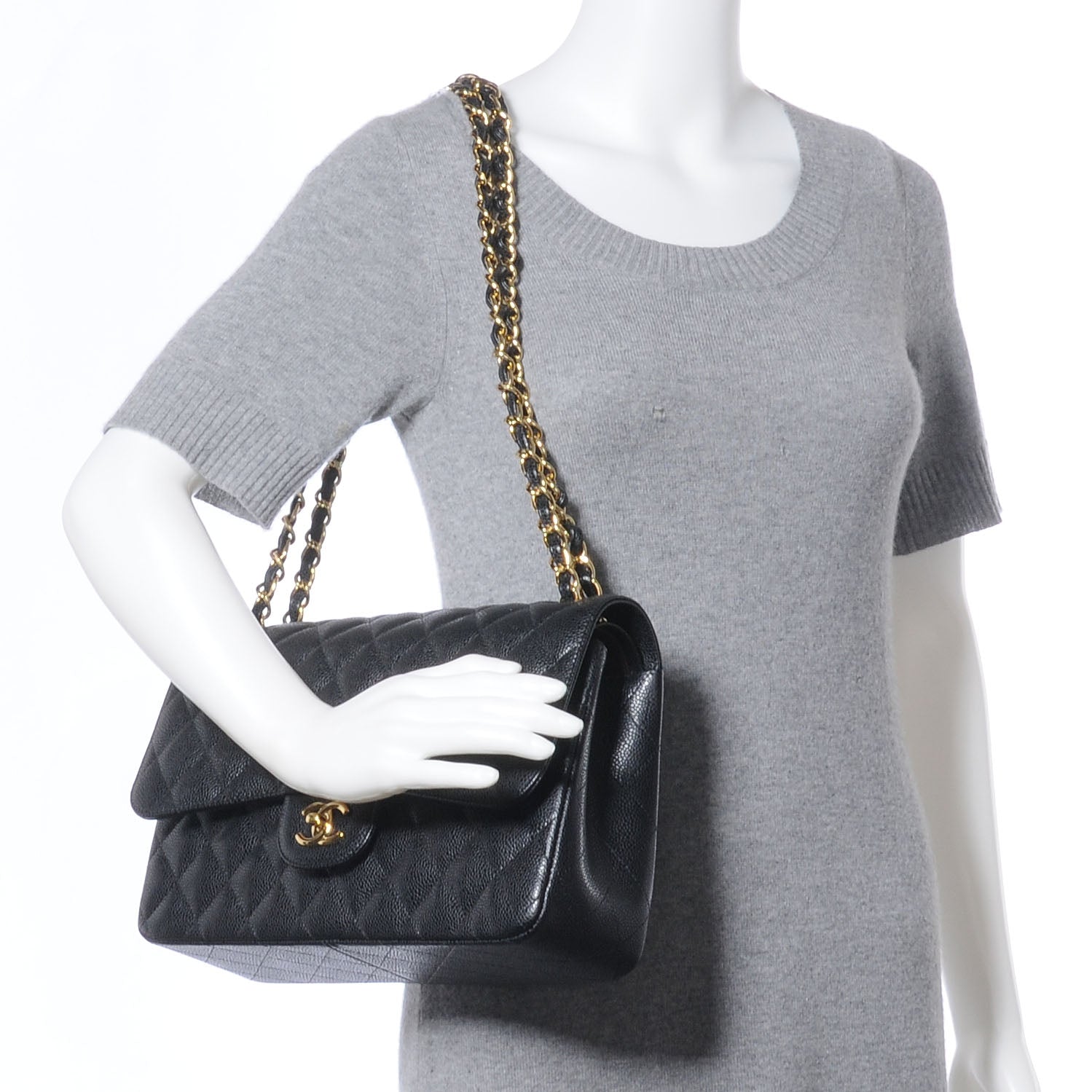 Chanel Caviar Quilted Jumbo Double Flap Black 2 of 8