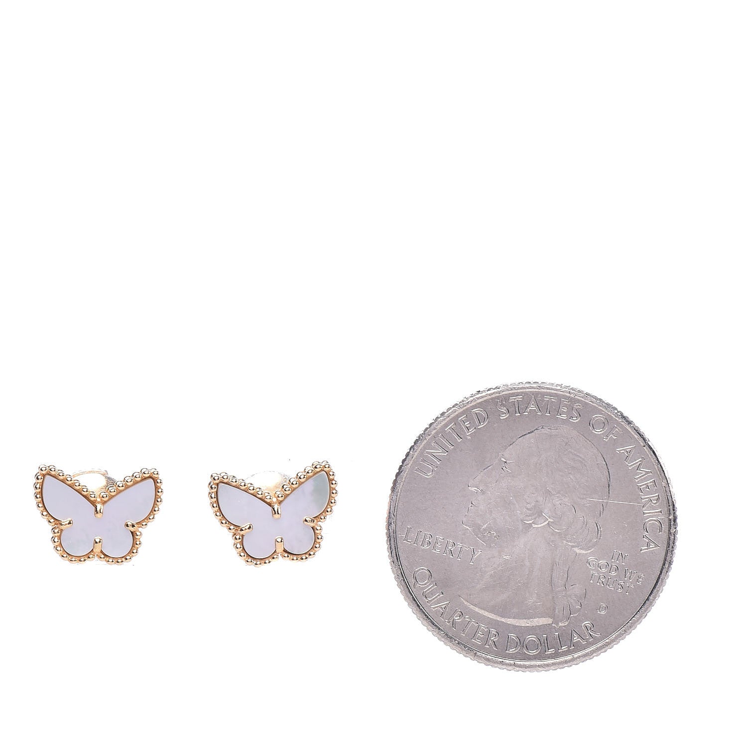 Van Cleef & Arpels 18K Yellow Gold Mother of Pearl Sweet Alhambra Butterfly Earrings 2 of 7
