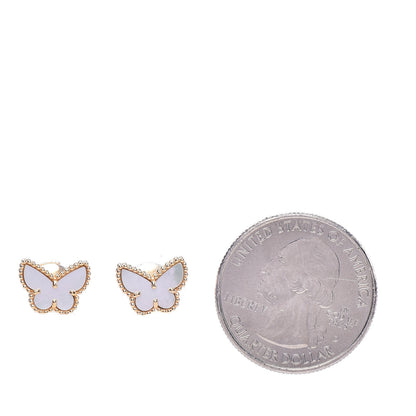 Van Cleef & Arpels 18K Yellow Gold Mother of Pearl Sweet Alhambra Butterfly Earrings 2 of 7