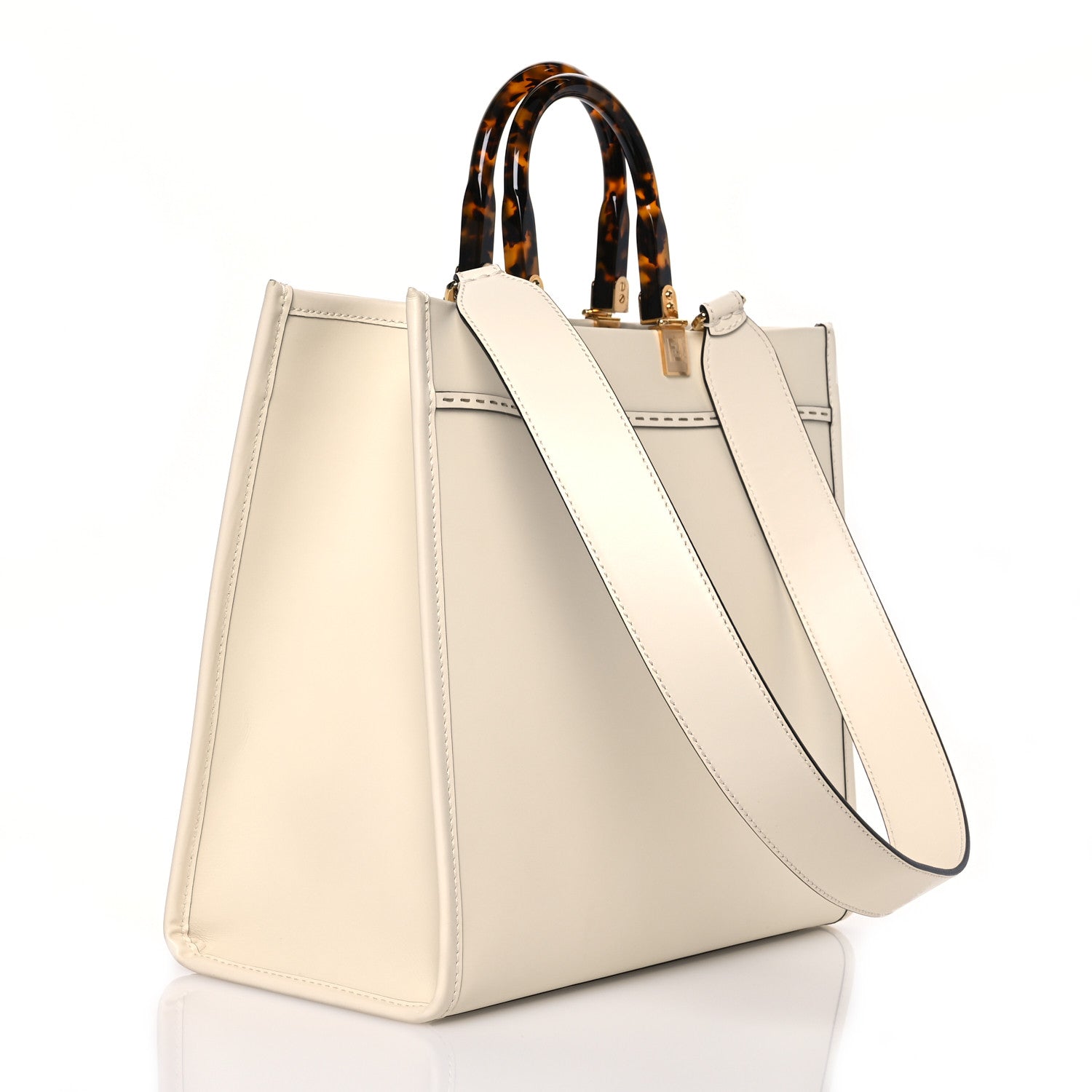 Fendi Vitello King Plexiglass Medium Fendi Sunshine Shopper Tote White Ice 3 of 13