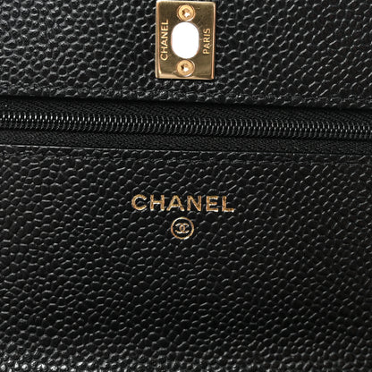 Chanel Caviar Quilted CC Turnlock Wallet On Chain WOC Black 6 of 12