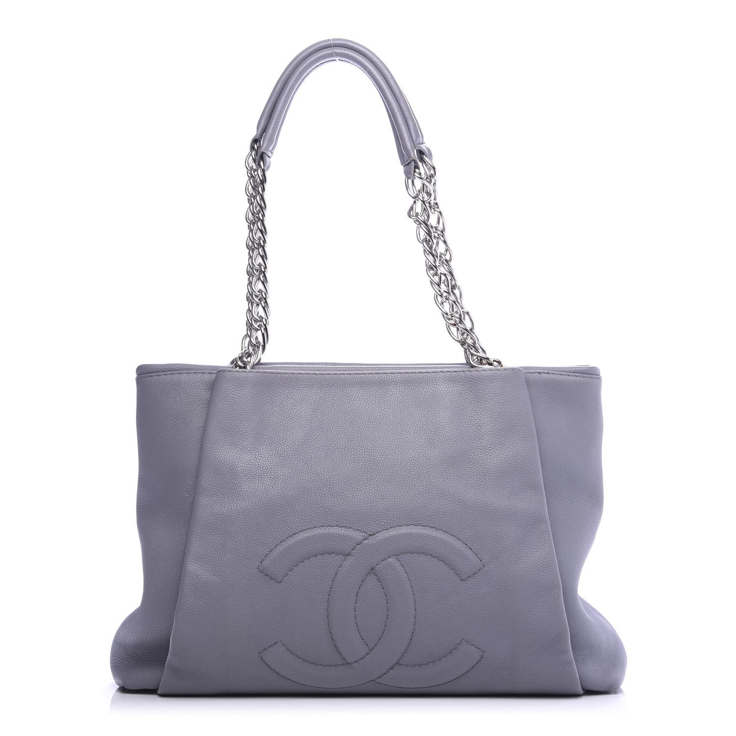 Caviar Large CC Tuck Tote Grey