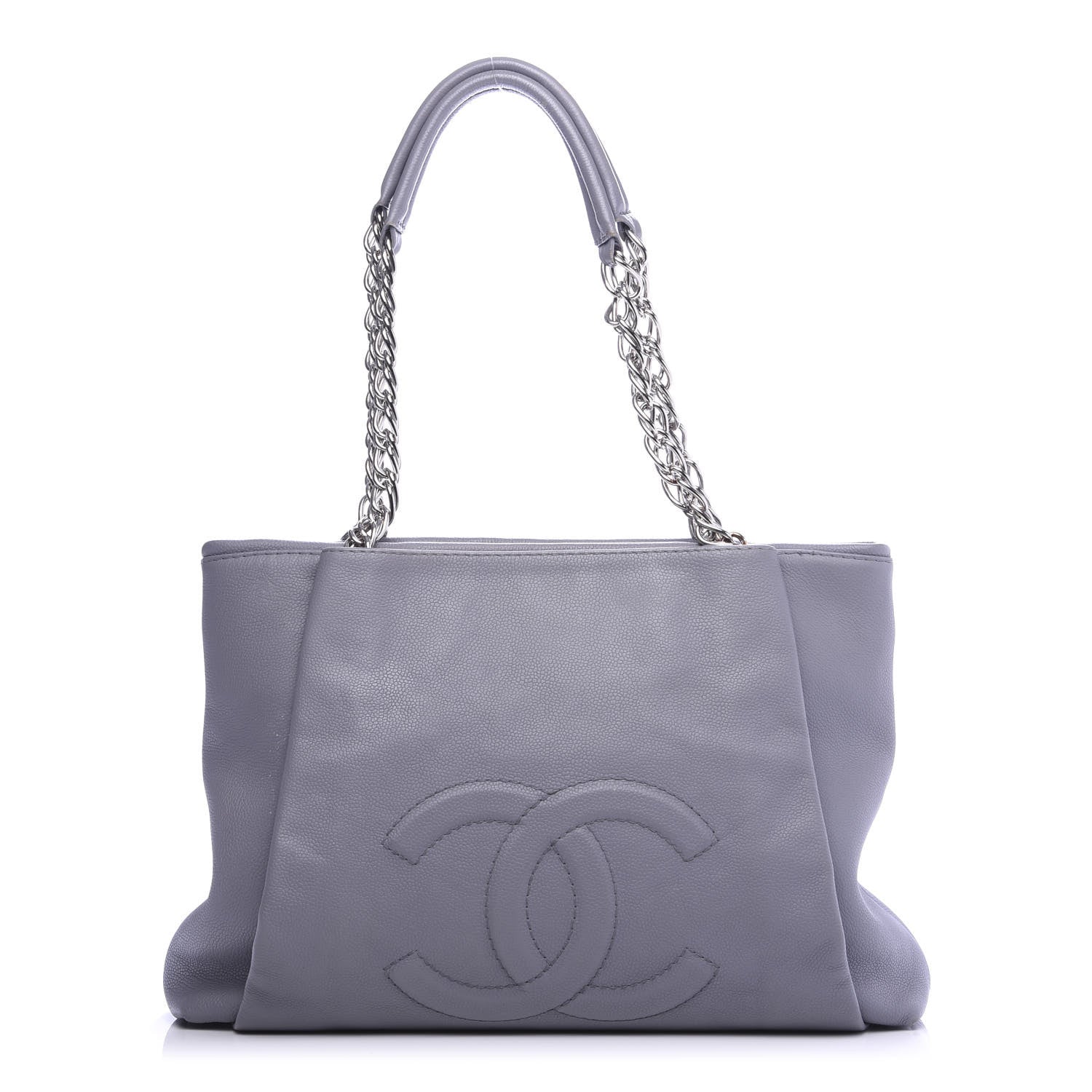 Chanel Caviar Large CC Tuck Tote Grey 1 of 11