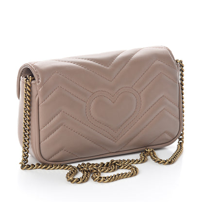 Gucci Calfskin Matelasse Super Mini GG Marmont Shoulder Bag Porcelain Rose 2 of 8