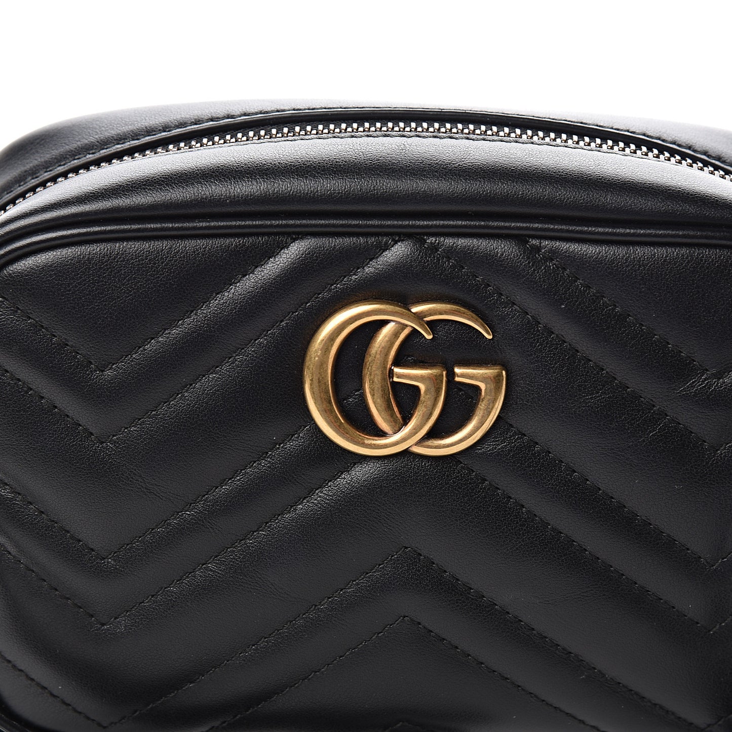 Calfskin Matelasse Mini GG Marmont Chain Shoulder Bag Black