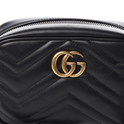 Gucci Calfskin Matelasse Mini GG Marmont Chain Shoulder Bag Black 9 of 10