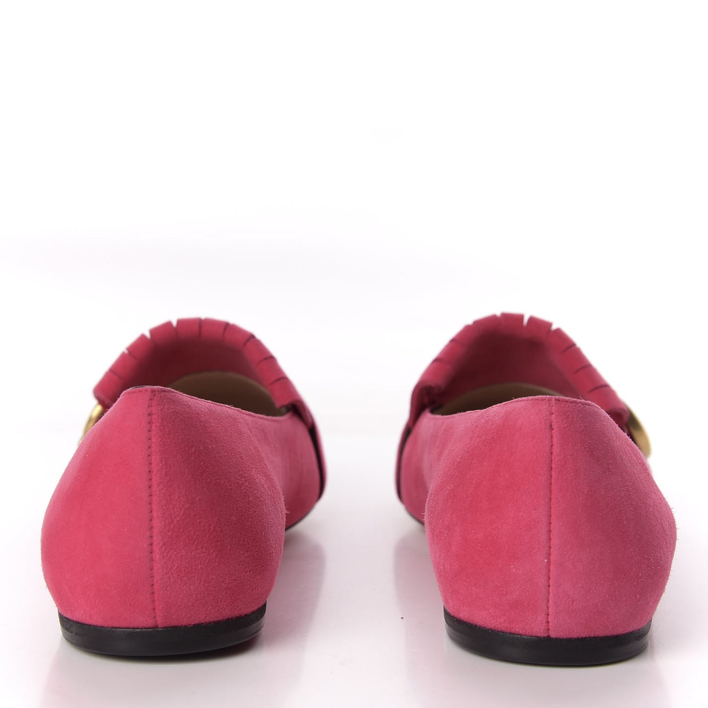 Kid Scamosciato GG Marmont Fringe Flats 37 Hot Pink
