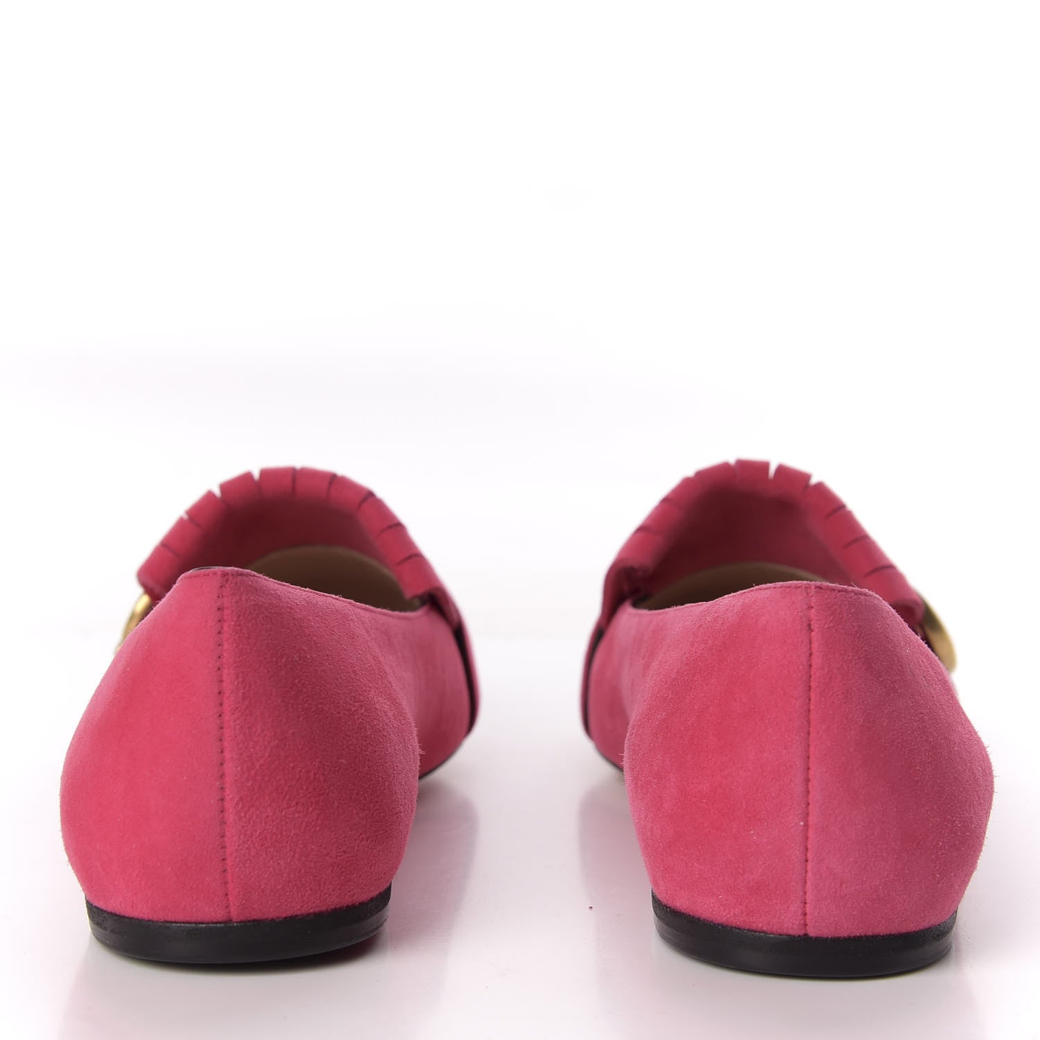 Gucci Kid Scamosciato GG Marmont Fringe Flats 37 Hot Pink 6 of 10