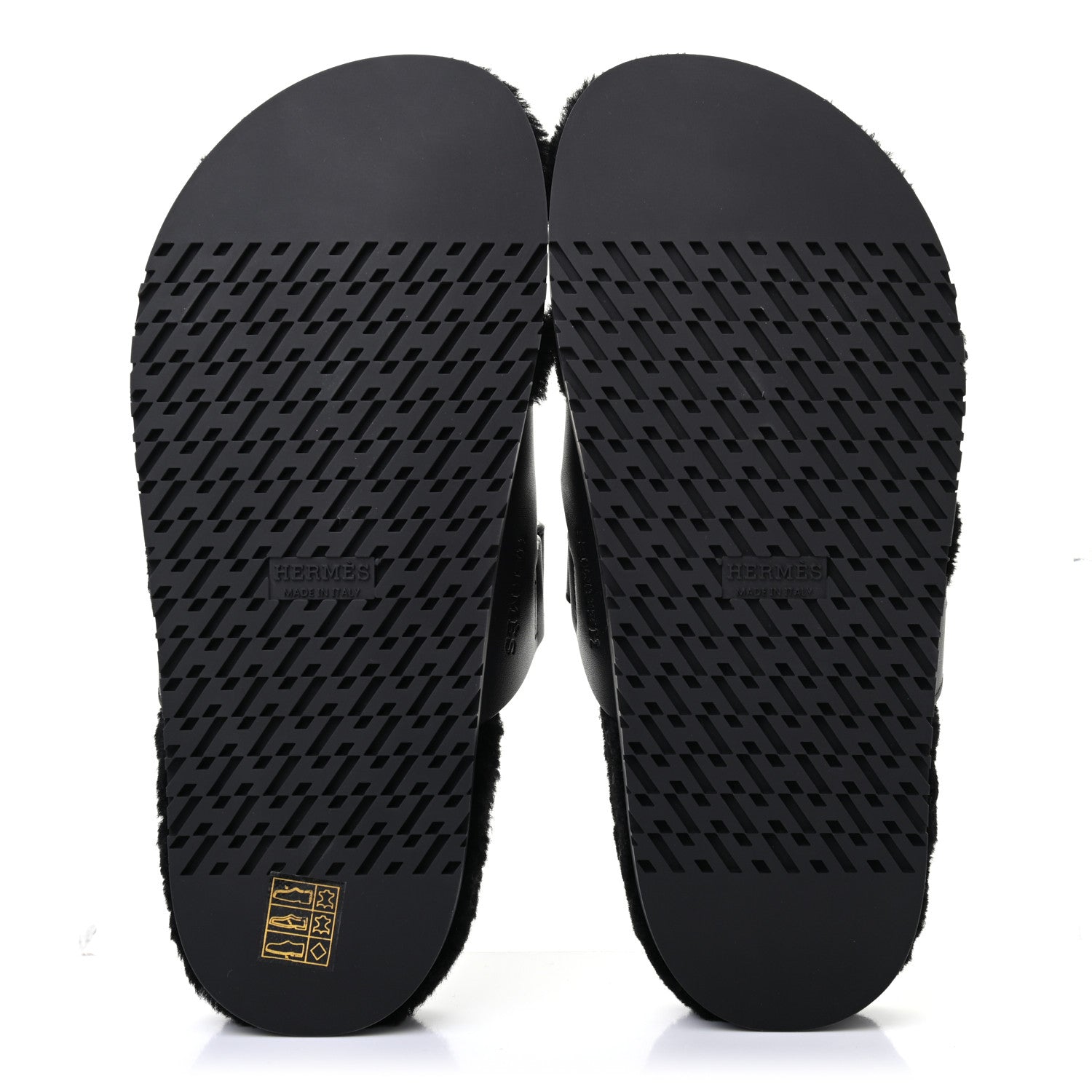 Hermes Calfskin Woolskin Womens Chypre Sandals 39 Black 5 of 7