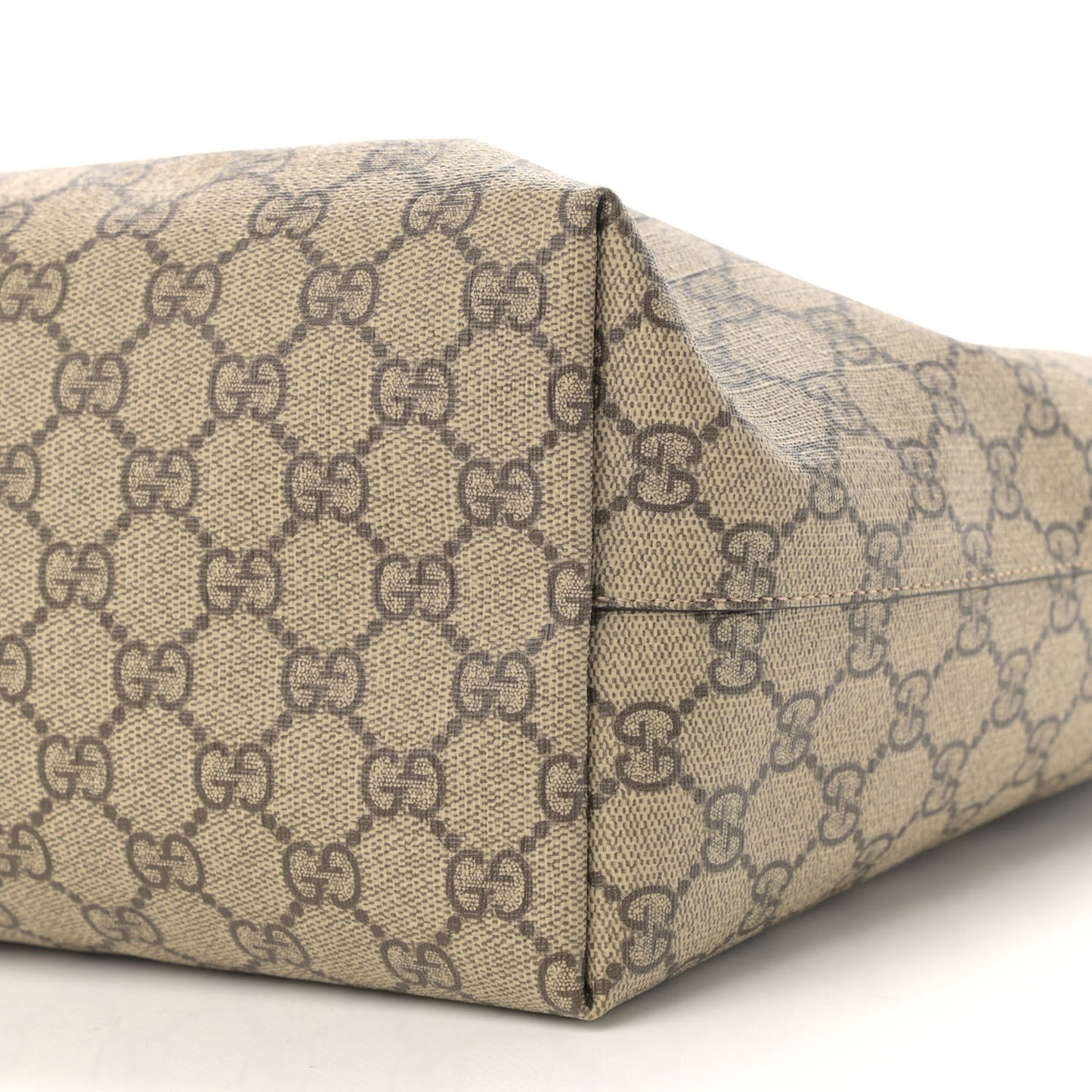 GG Supreme Monogram Textured Dollar Calfskin Web Medium Ophidia Shopping Tote Beige Ebony Mystic White