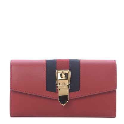 Gucci Calfskin Sylvie Continental Wallet Hibiscus Red 1 of 10