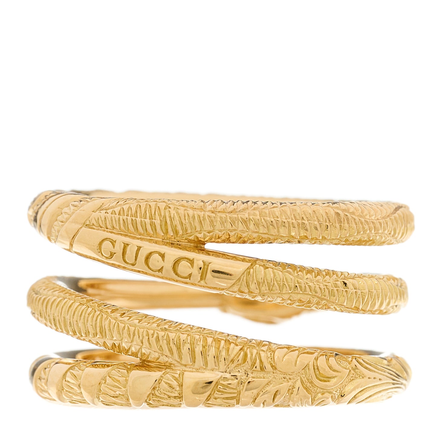 18K Yellow Gold Turquoise Ouroboros Snake Three Row Wrap Ring 56 7.5
