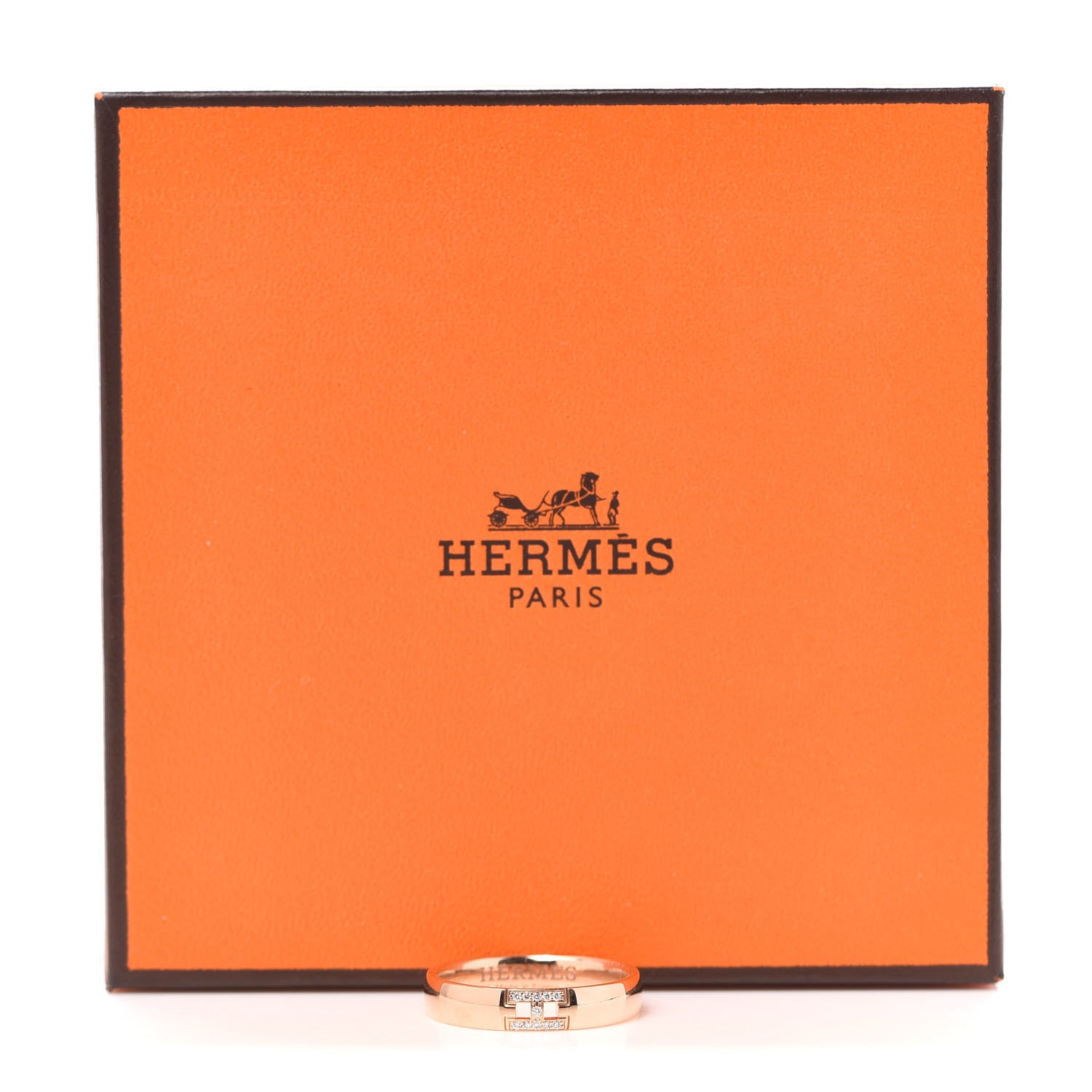 Hermes 18K Rose Gold Diamond Ever Herakles Wedding Band Ring 50 5.25 6 of 6