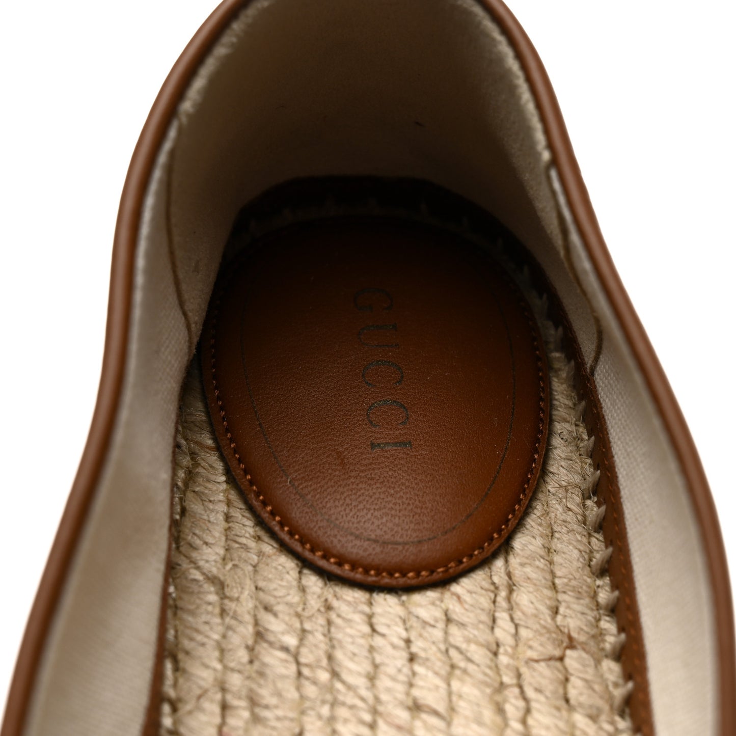 GG Supreme Monogram Horsebit Espadrilles 38 Camel Ebony Sundial