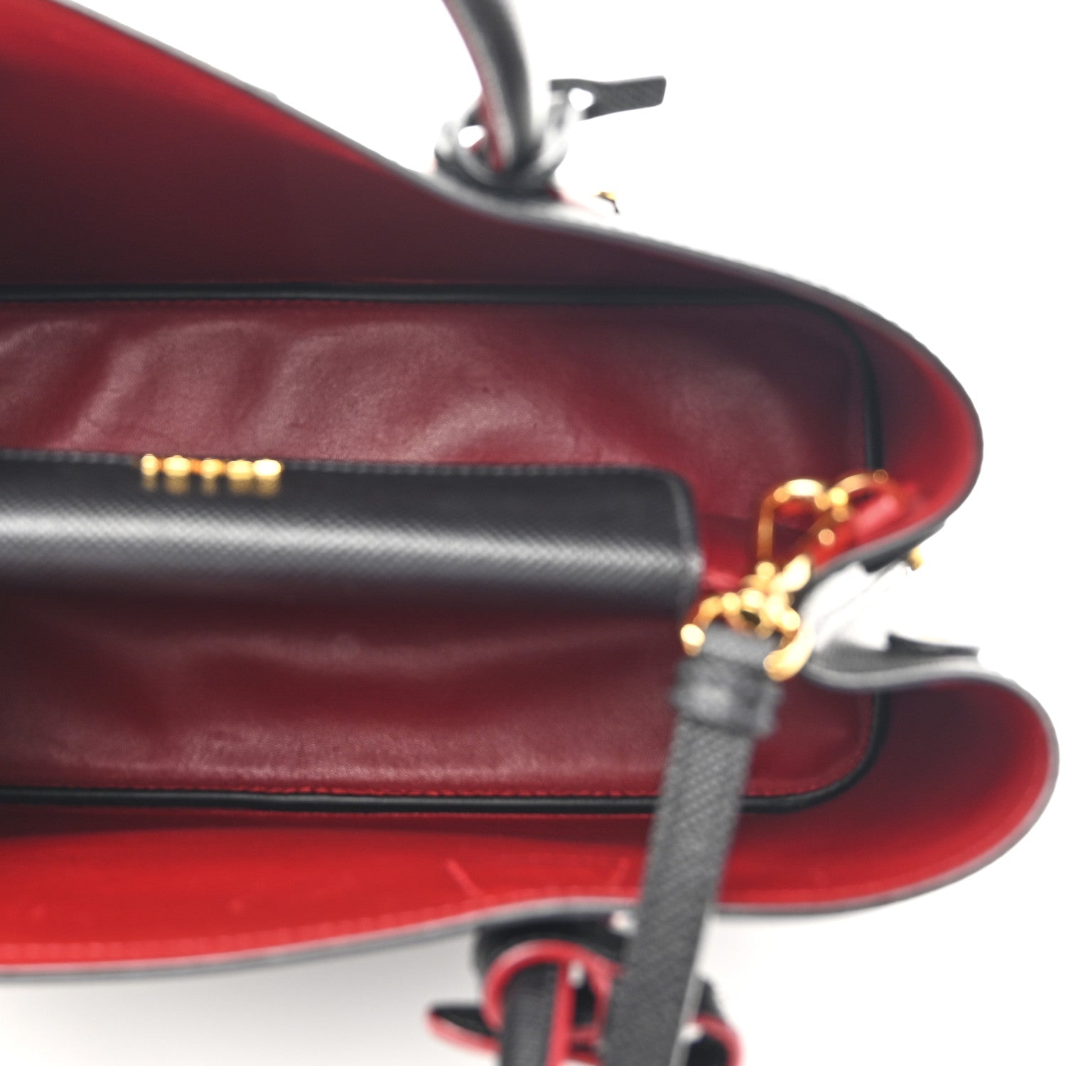 Prada Saffiano Cuir Medium Double Bag Black Fuoco 5 of 13