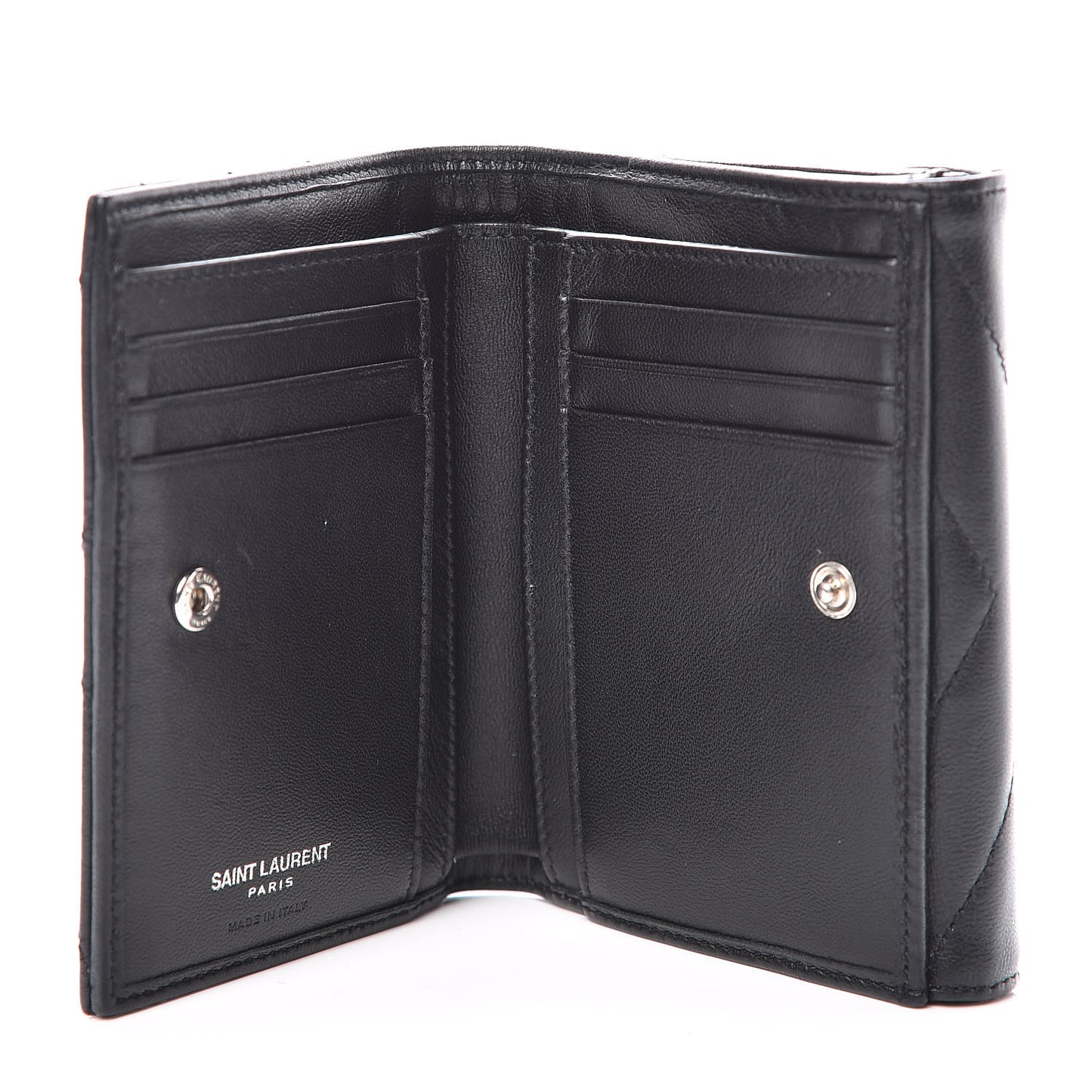 Lambskin Y Quilted Monogram Compact Loulou Wallet Black
