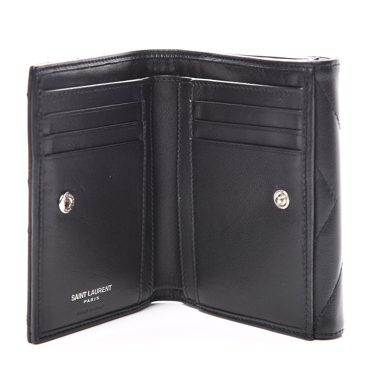 Saint Laurent Lambskin Y Quilted Monogram Compact Loulou Wallet Black 6 of 8