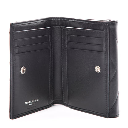 Saint Laurent Lambskin Y Quilted Monogram Compact Loulou Wallet Black 6 of 10