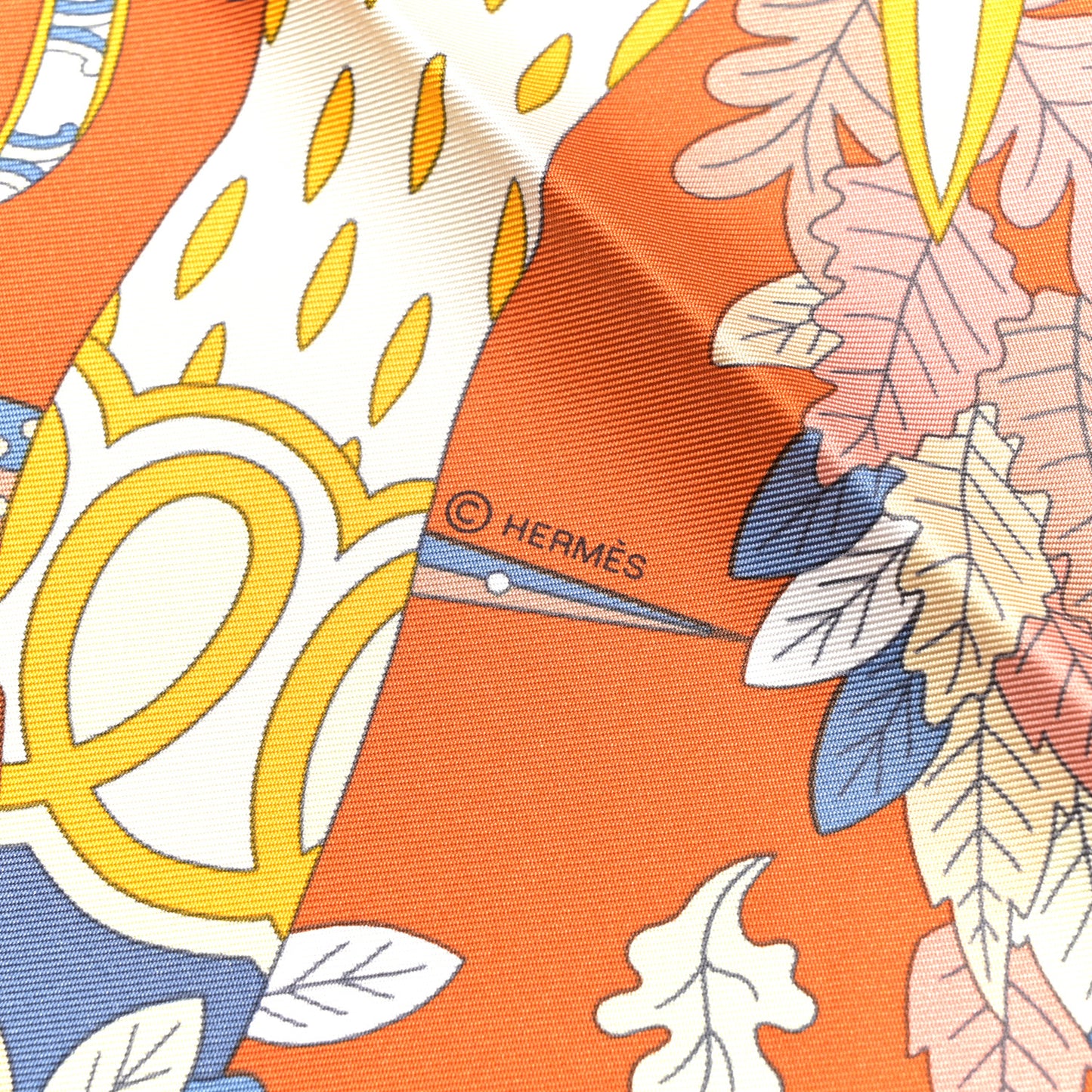 Silk Le Sacre Des Saisons Scarf 90 Potiron Bleu Gris Jaune Soleil