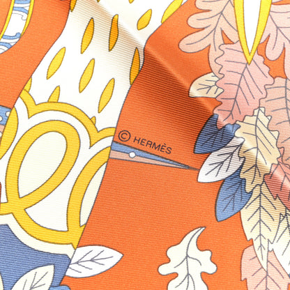 Hermes Silk Le Sacre Des Saisons Scarf 90 Potiron Bleu Gris Jaune Soleil 3 of 4