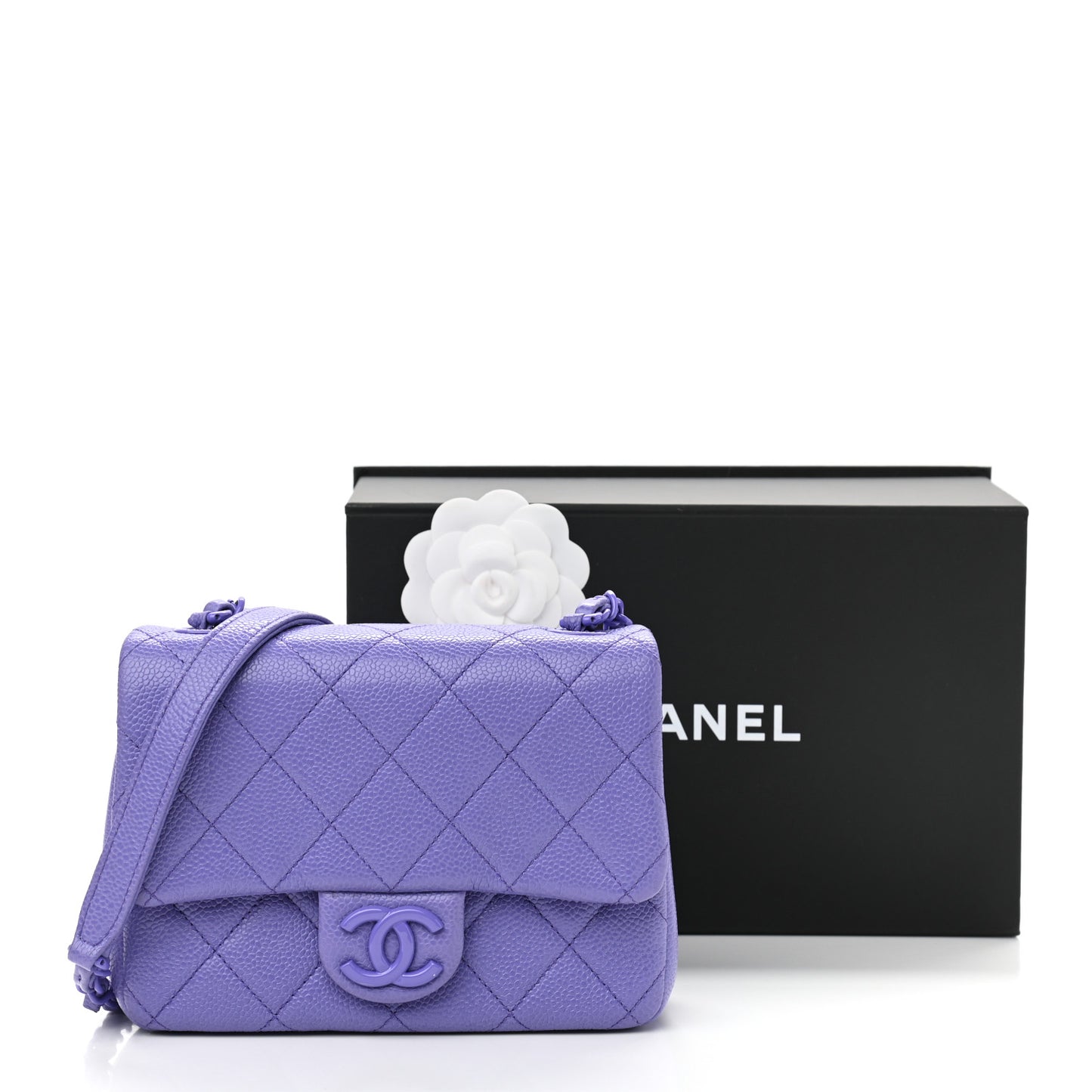 Caviar Quilted Incognito Mini Square Flap Purple
