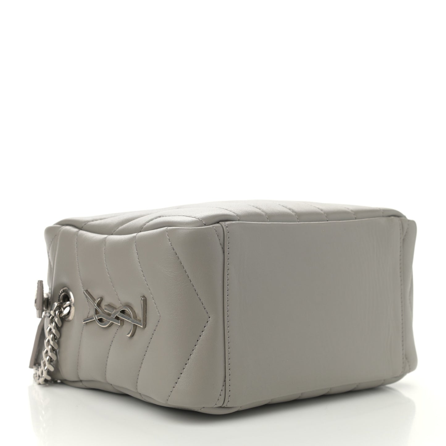 Calfskin Y Quilted Monogram Small Loulou Bowling Bag Light Gray