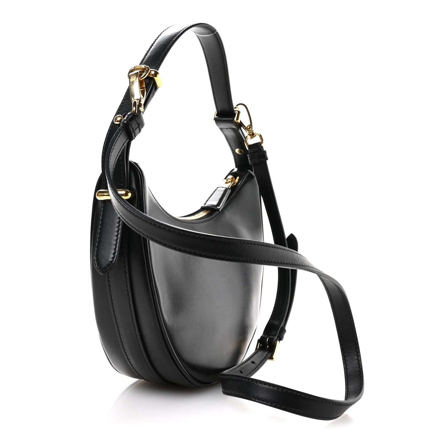 Soft Calfskin Arque Shoulder Bag Black
