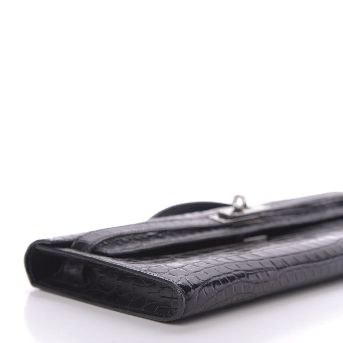 Matte Niloticus Crocodile Kelly Cut Pochette Black