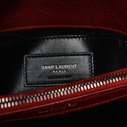 Saint Laurent Grained Calfskin Matelasse Chevron Monogram Medium College Bag Rouge 7 of 9