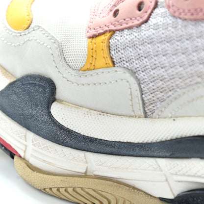 Balenciaga Mesh Nubuck Womens Triple S Sneakers 37 White Gris Jaune Rose 11 of 21