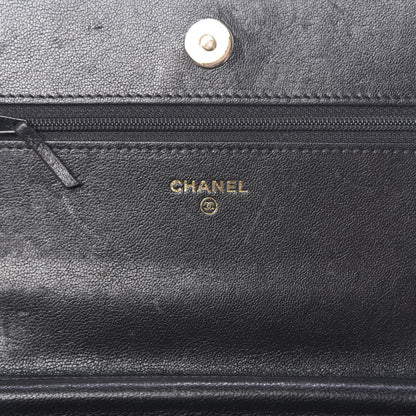 Chanel Caviar Sheepskin Chevron Quilted Vintage Mademoiselle Wallet On Chain WOC Black 6 of 17