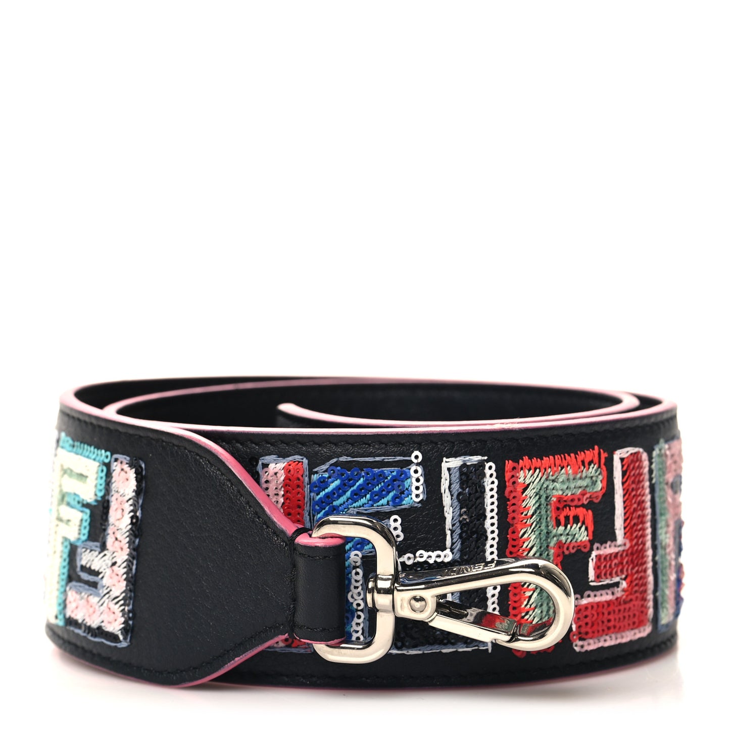 Calfskin Sequin Fun Fair Strap You Black Multicolor