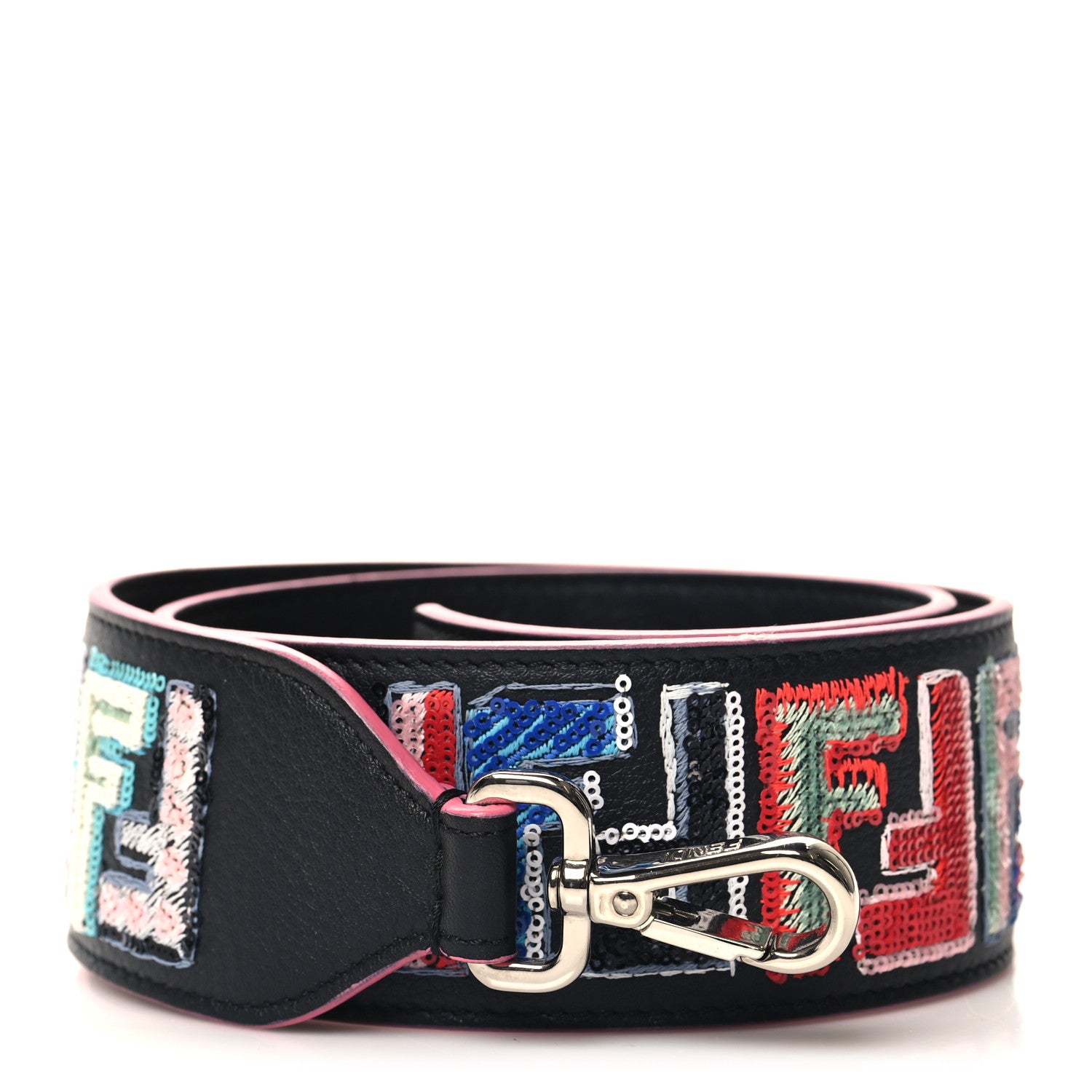 Fendi Calfskin Sequin Fun Fair Strap You Black Multicolor 1 of 5