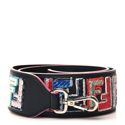 Fendi Calfskin Sequin Fun Fair Strap You Black Multicolor 1 of 5