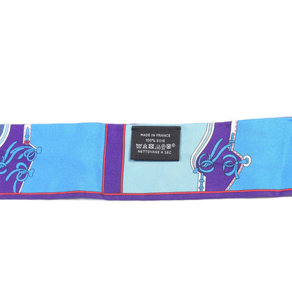 Hermes Silk Camails Twilly Scarf Violet Azure Celado 3 of 4