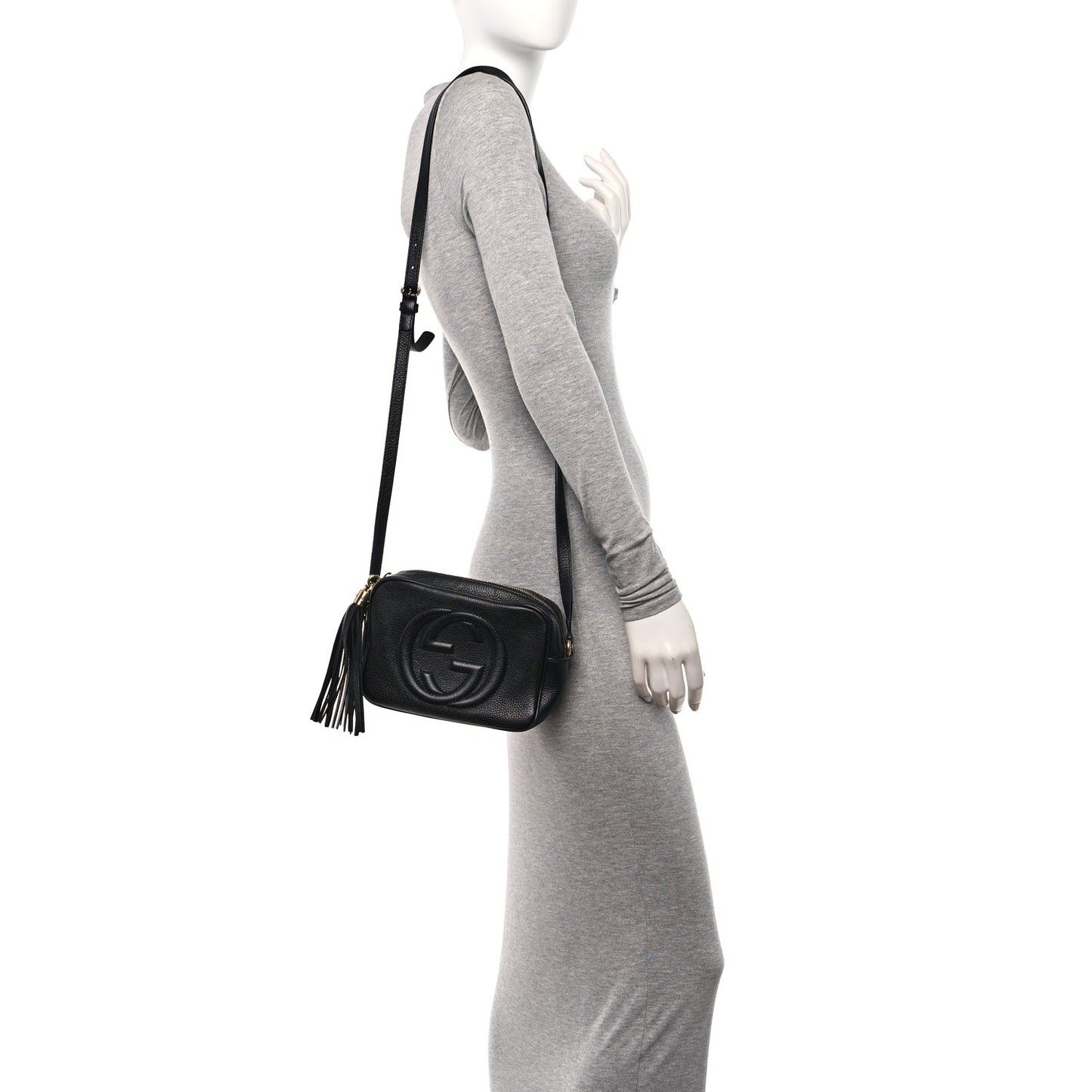 Pebbled Calfskin Small Soho Disco Bag Black