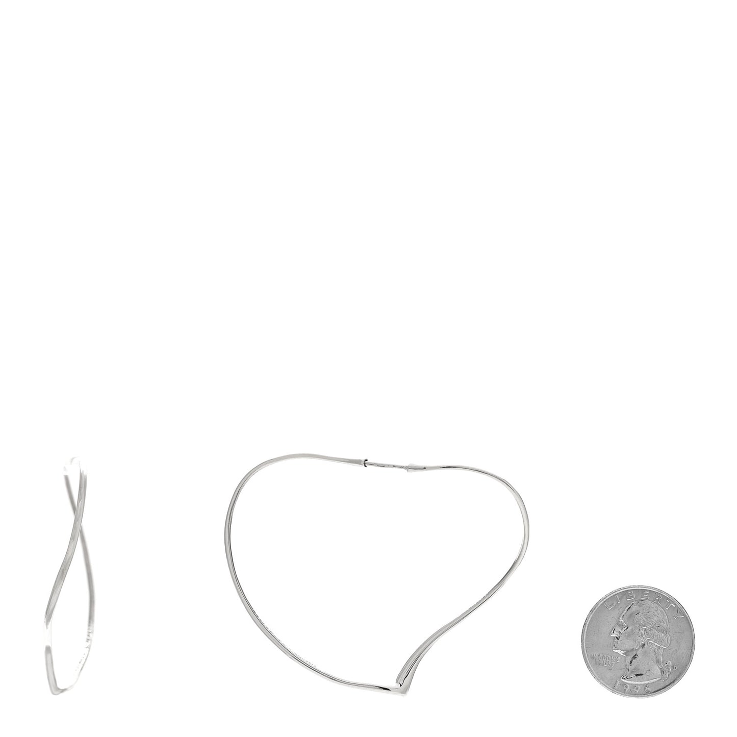 Sterling Silver Large Elsa Peretti Open Heart Hoop Earrings