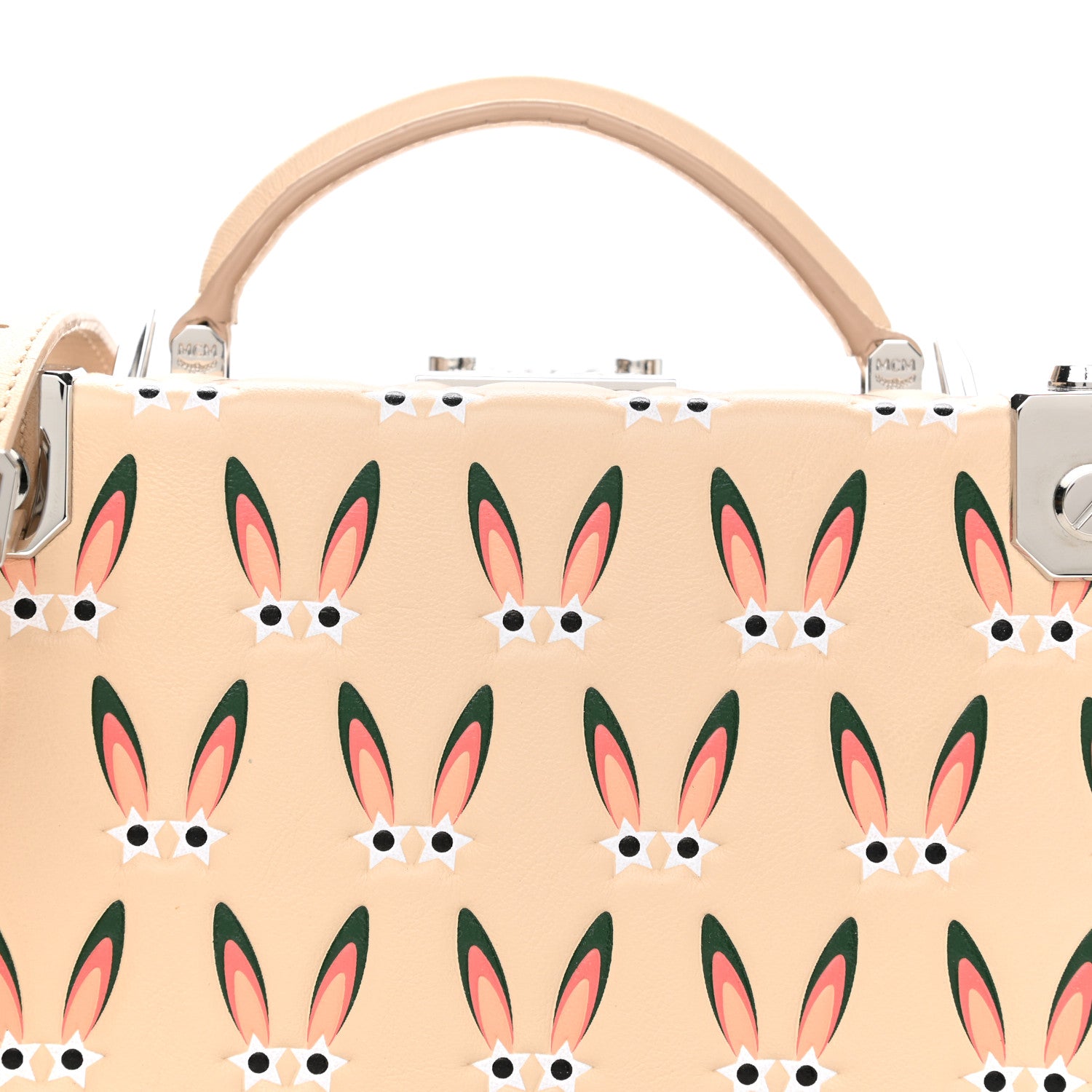 MCM Lambskin Star Eyed Bunny Small Berlin Crossbody Natural 8 of 11
