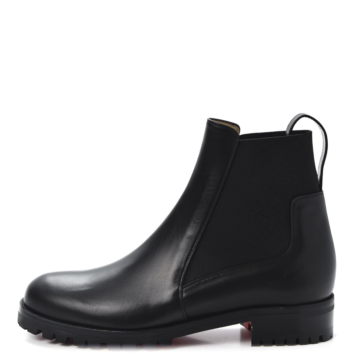 Christian Louboutin Calfskin Marchacroche Flat Chelsea Boots 37.5 Black 1 of 9