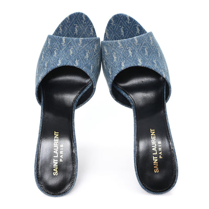 Saint Laurent Denim Monogram La 16 Mule Sandals 39 Blue Jeans 2 of 10