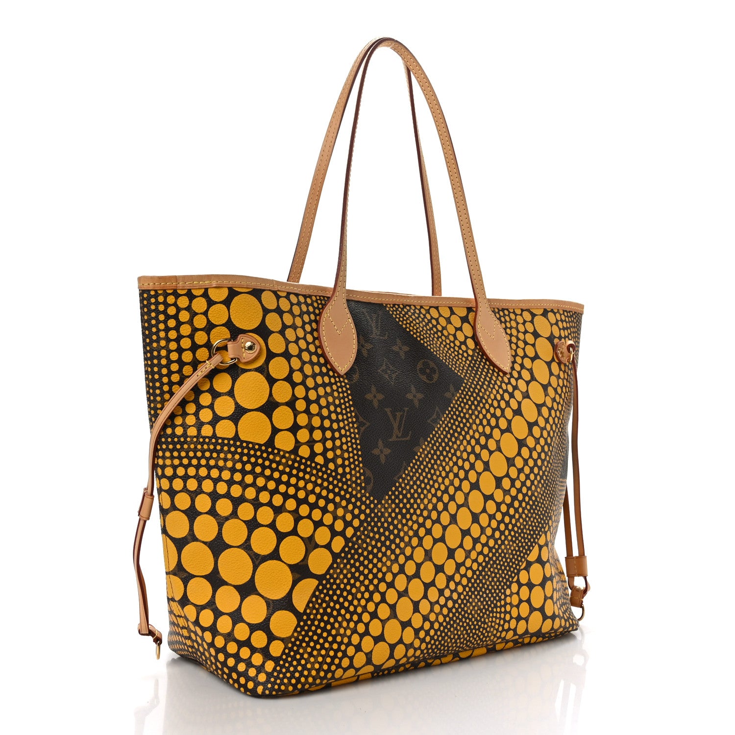 Louis Vuitton Monogram Kusama Waves Neverfull MM Yellow 3 of 9
