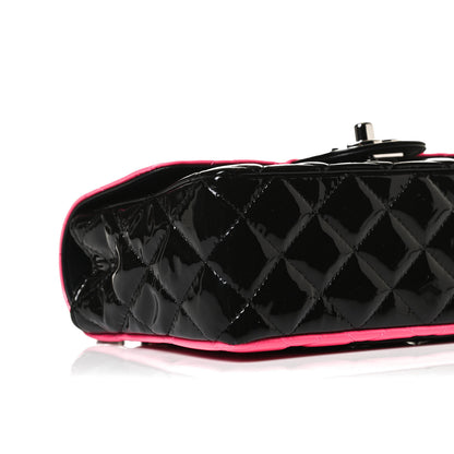 Chanel Patent Calfskin Quilted Bi-Color Mini Rectangular Flap Pink Black 9 of 13