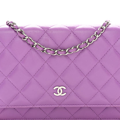 Chanel Lambskin Quilted Wallet On Chain WOC Purple 9 of 12