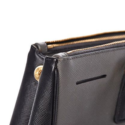 Prada Saffiano Lux Bi-Color Medium Tote Mercurio Black 13 of 21