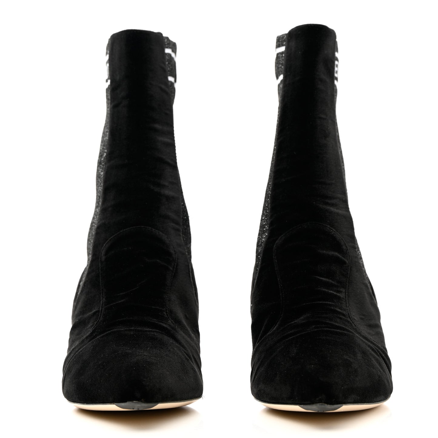 Velvet Lurex Rockoko Low Heel Sock Boots 39.5 Black