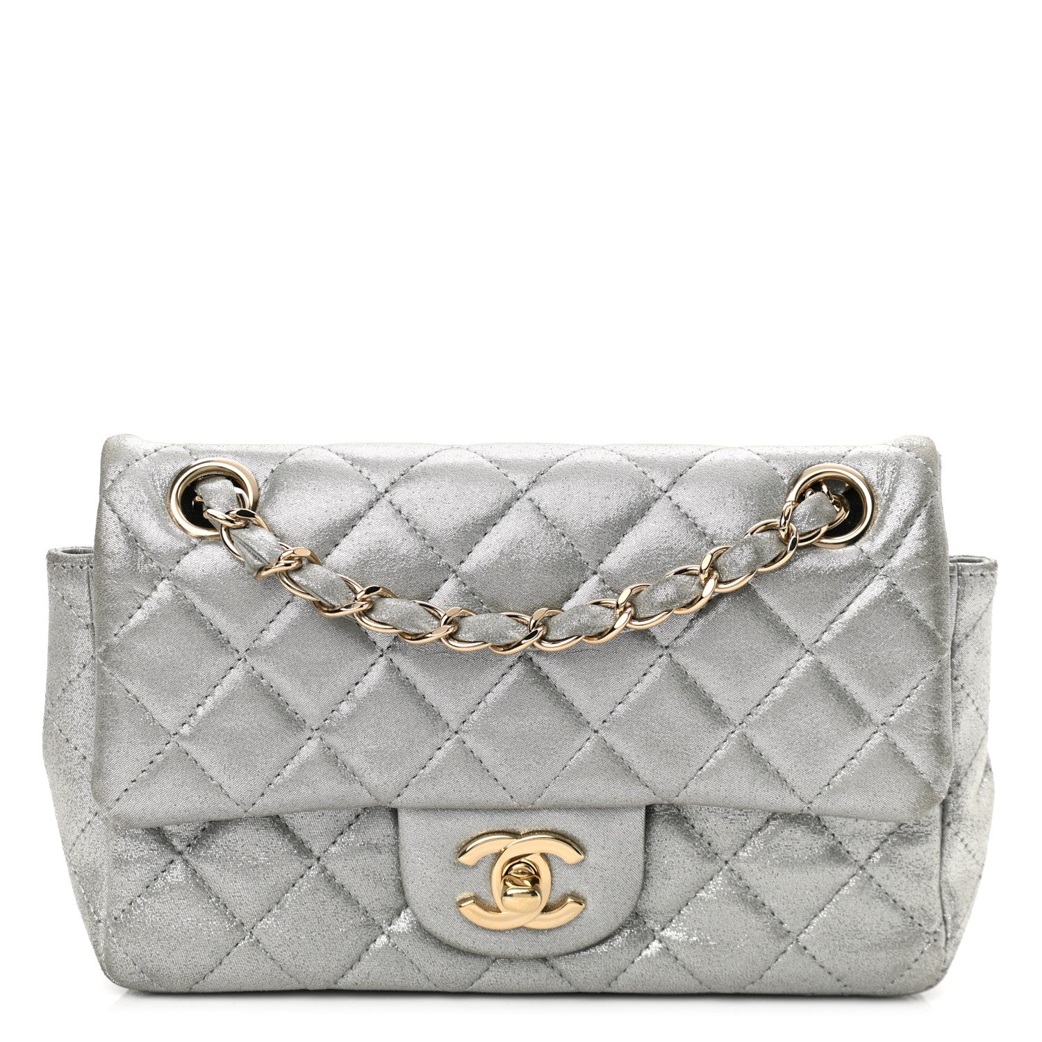 Chanel Iridescent Calfskin Quilted Mini Rectangular Flap Silver 1 of 11