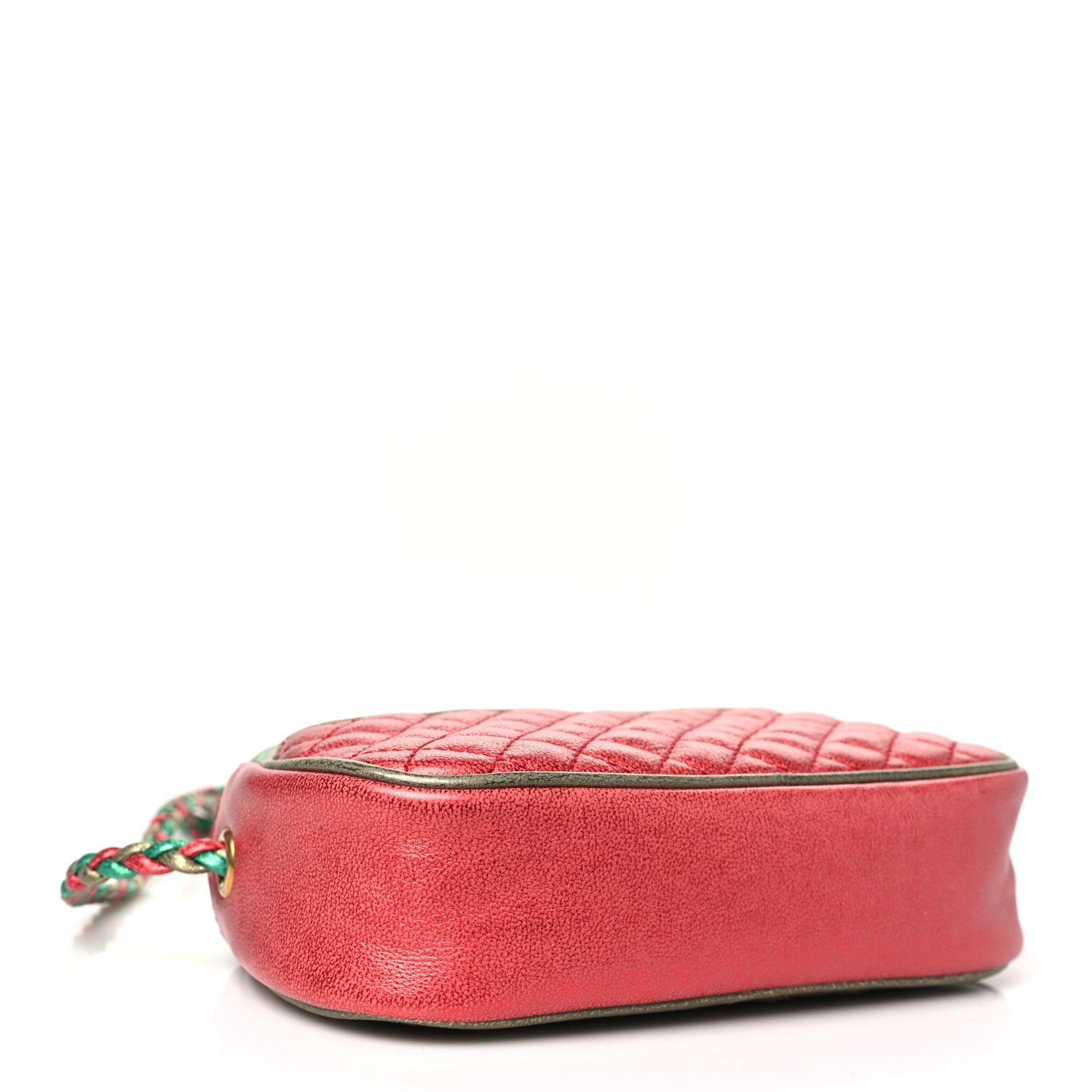Gucci Laminated Nappa Trapuntata Mini Zumi Dome Shoulder Bag Rosso Jasmine Green Rame 4 of 10